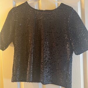 Ann Taylor Black Sequin Crop Top